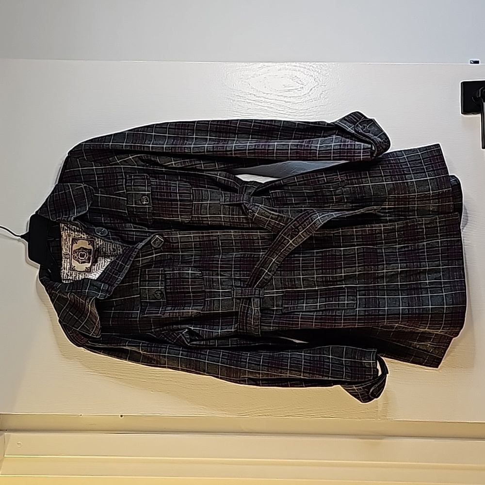 Plaid Trench Jacket - wn lrg